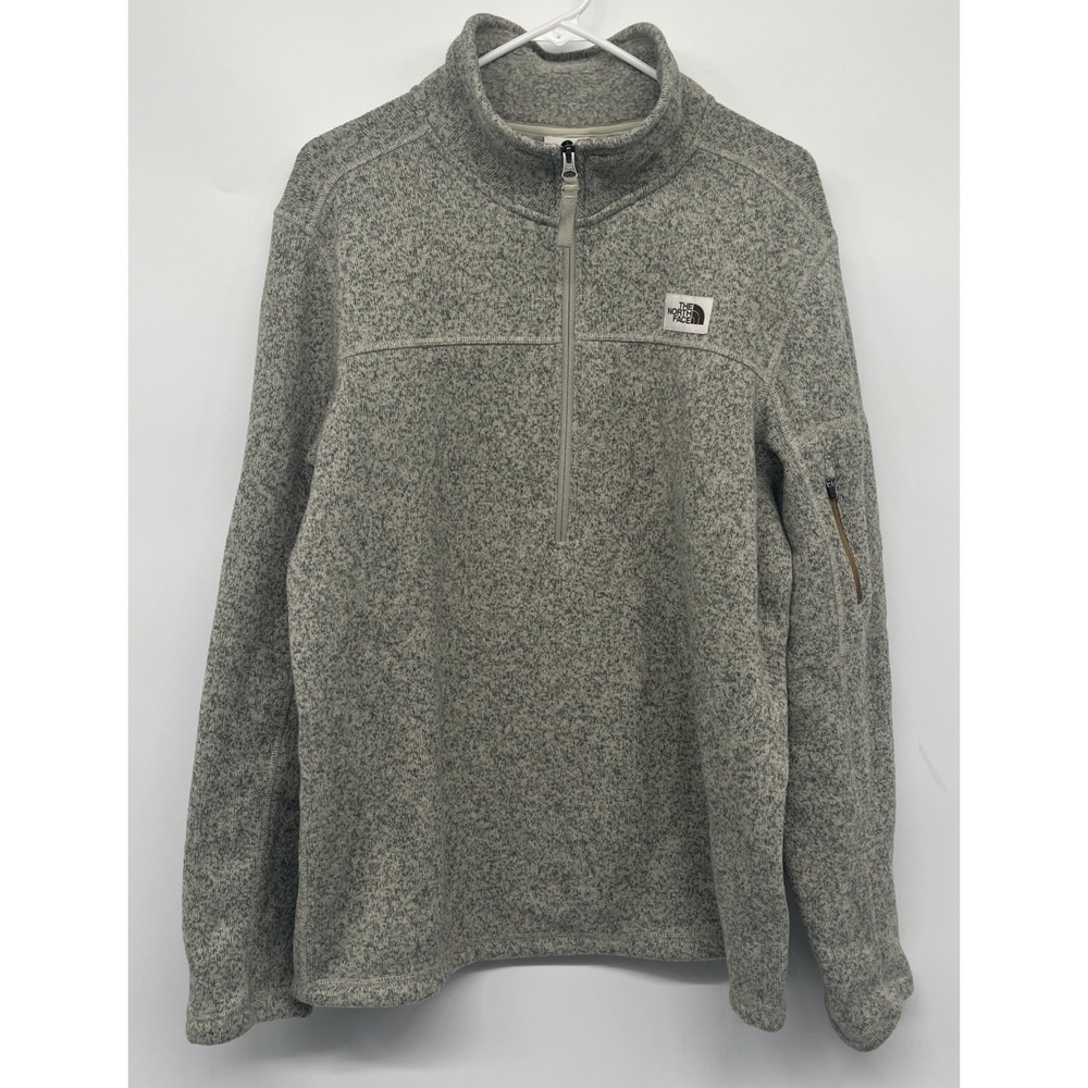 The North Face Fleece 1/4 Zip Pullover Sherpa Lined Gray Oatmeal Men's Size L